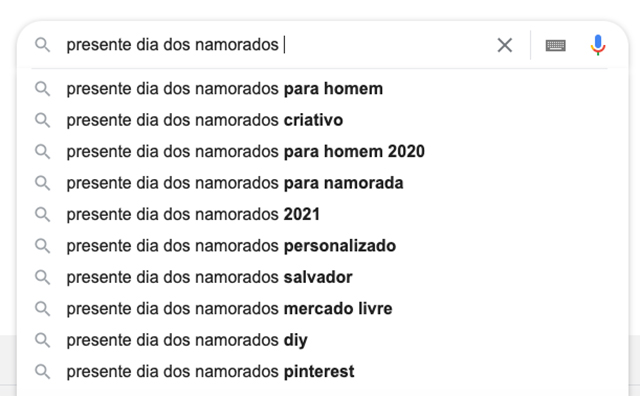 Presente Dia dos Namorados Google